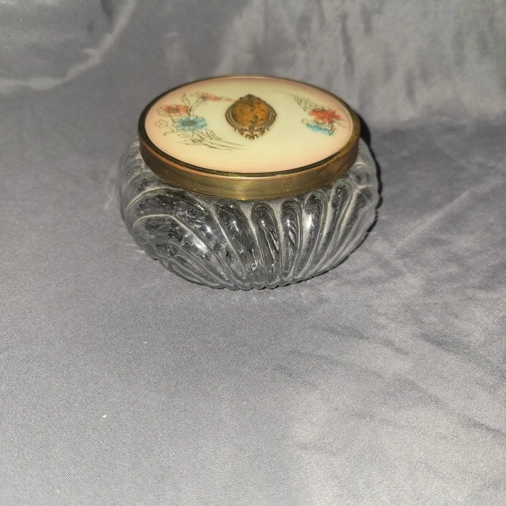 Vintage Vanity Glass Powder Jar